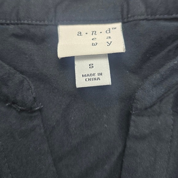 A New Day Button Down Top Women Small Black Excellent Tie - Picture 2 of 4